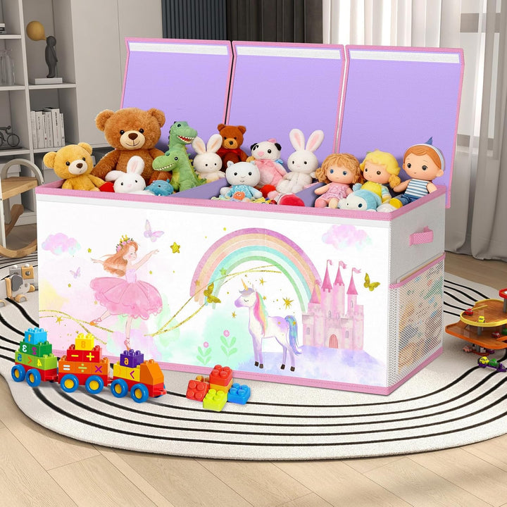 Extra Gross Aufbewahrungsbox Spielzeugkiste mit Deckel Kinder - Faltbar Spielzeug Aufbewahrung mit G