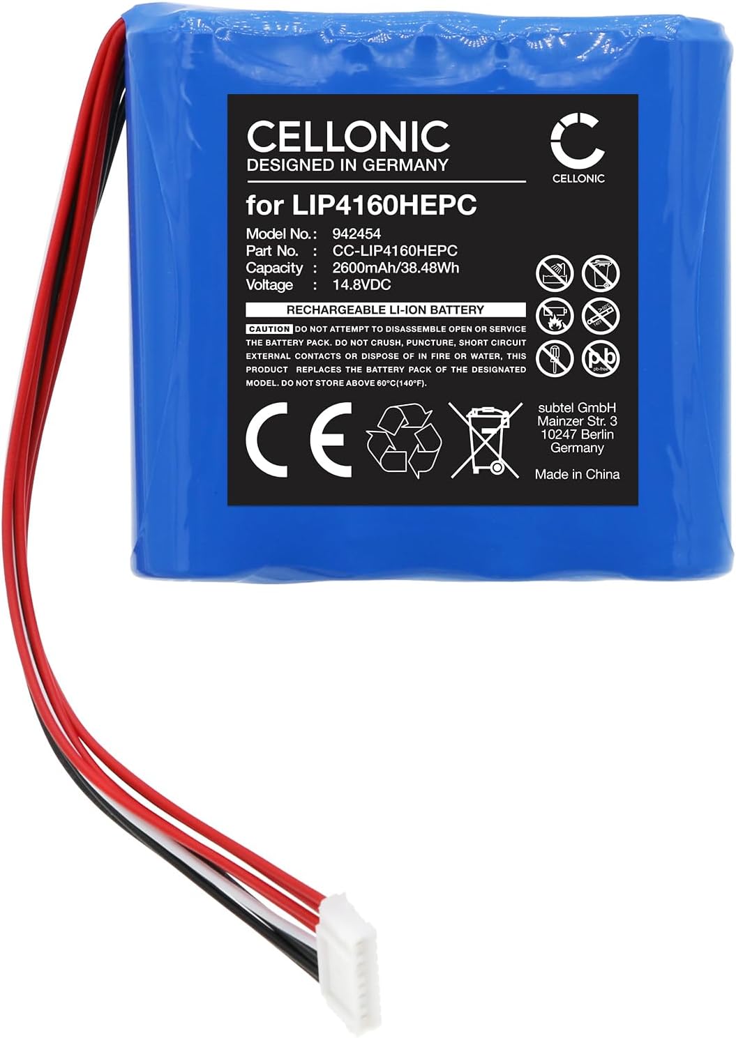CELLONIC, Lautsprecherakku kompatibel mit Sony GTK-XB60 (2600mAh, 14.8V) Ersatzakku LIP4160HEPC