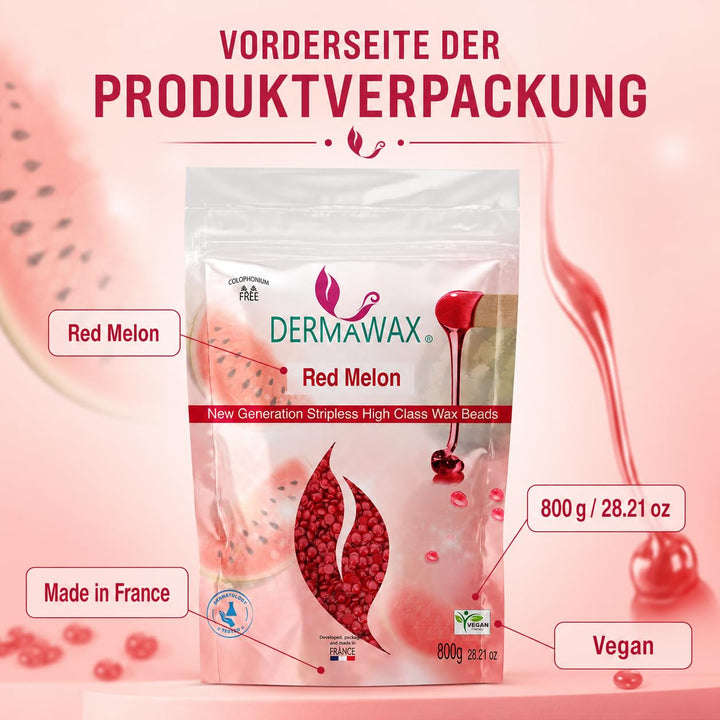 800 Gramm Dermawax Red Melon Hypoallergen Waxing Perlen zur Haarentfernung Augenbrauen Gesicht Intim