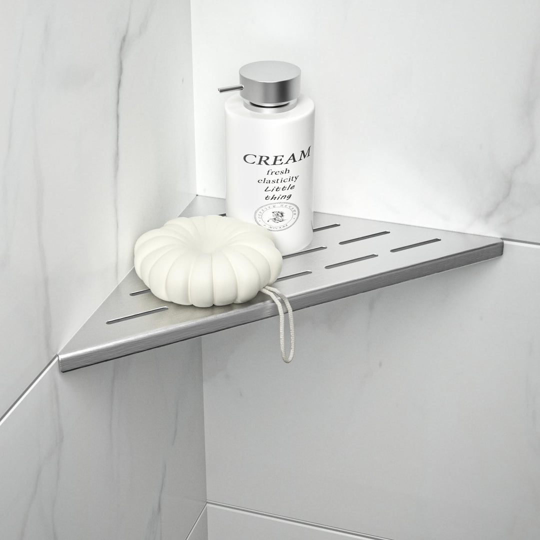 Bernkot Eckablage Duschablage 304 Edelstahl ohne Bohren für Badezimmer Shampoo Halter Gestreiftes Lo