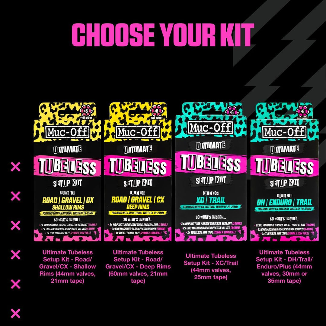 Muc-Off Unisex Ultimate Setup-Kit Für Tubeless-Ready Fahrräder, Strasse/Kies/CX 60 mm Strasse/Kies,