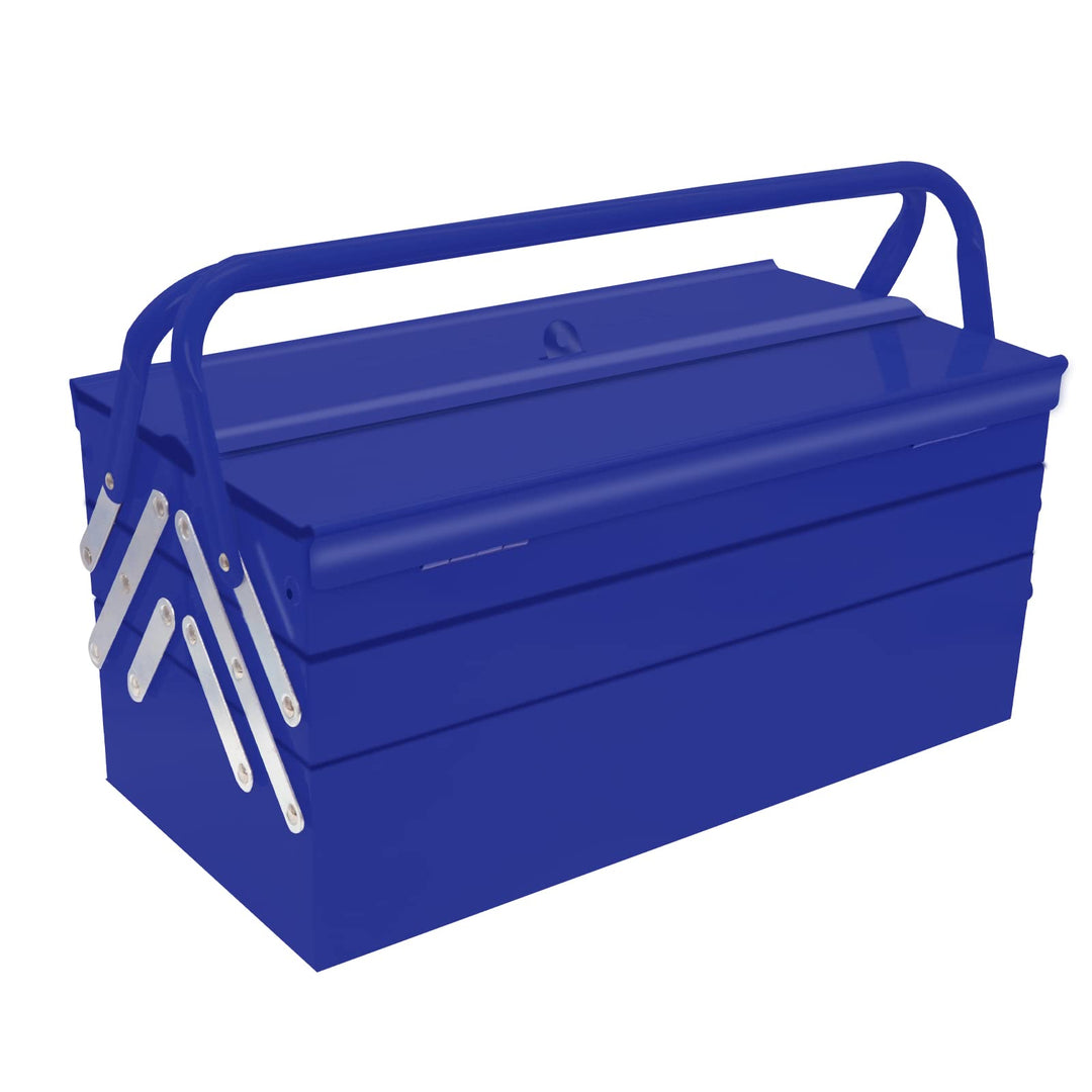 MANUFORE Werkzeugkoffer Leer aus Metall 42x 20 x21cm, 3-Etagen Metall-Werkzeugkasten mit 5 Fächern，B