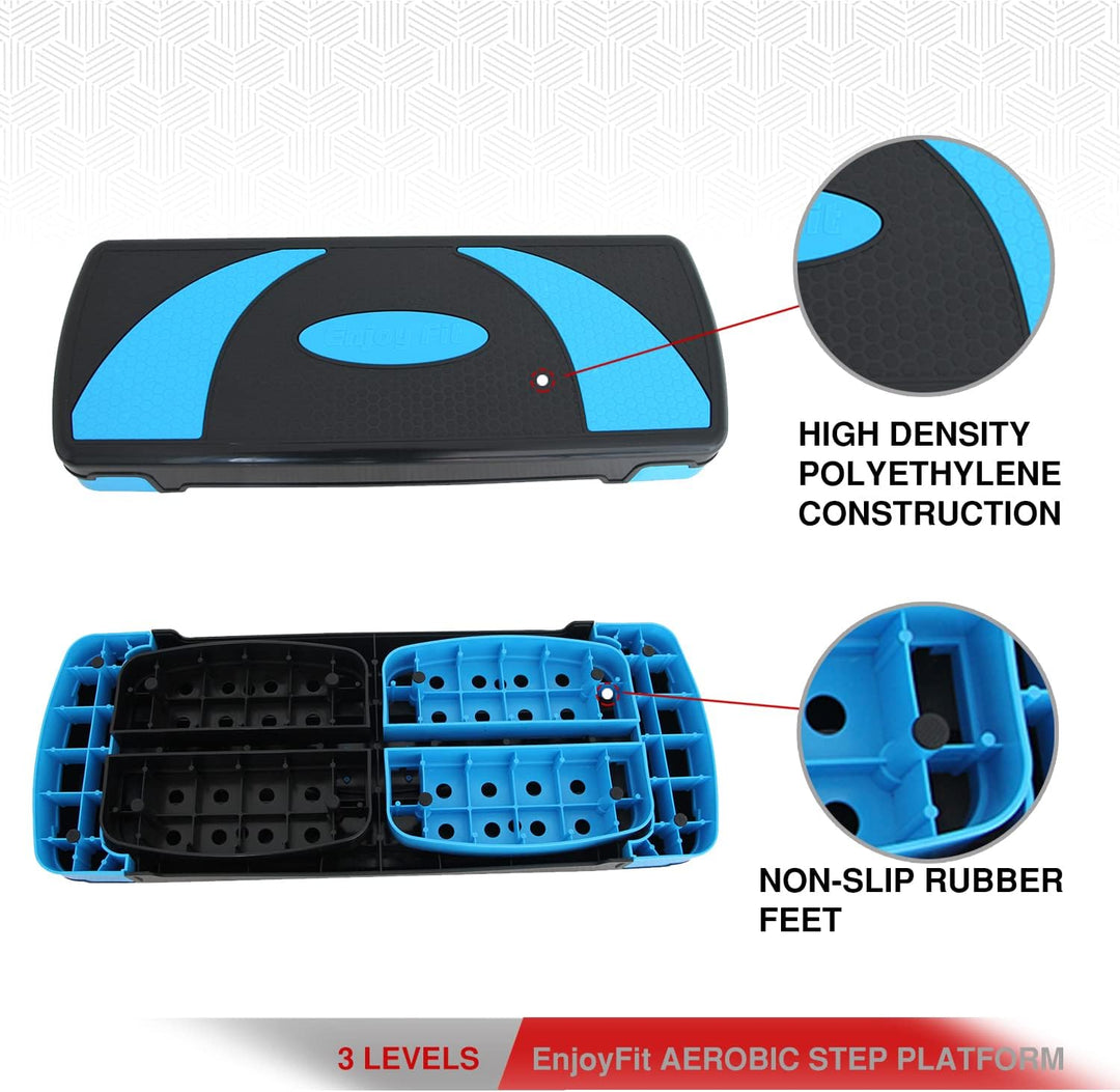 Enjoy Fit Aerobic Steppbrett XL Premium Extra Gross Inkl. 3-Fach Höhenverstellbarer Stepper, 78 x 30