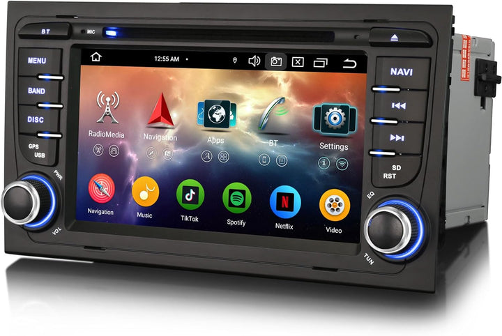 Erisin 7 Zoll 8-Kern 4GB+64GB Android 12 Autoradio Bluetooth mit GPS Navigation Für Audi A4 S4 RS4 R