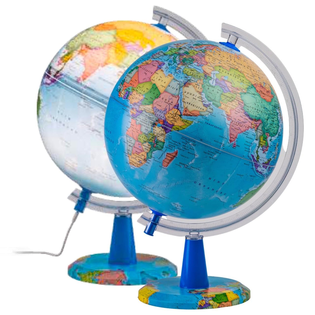 TOPGLOBE 20cm Leuchtglobus - Karte auf Deutsch - Schülerglobus Moderne Politische Weltkugel – pädago