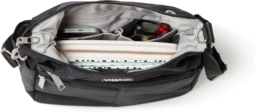 Baggallini Damen Anti-Theft Free Time Crossbody Bag Umhängetasche, Einheitsgrösse Schwarz, Schwarz