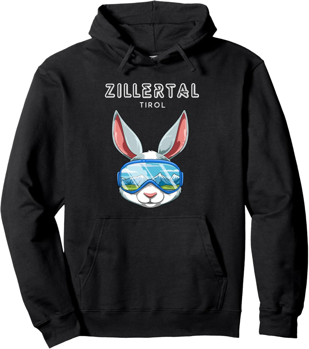 Zillertal Tirol Österreich Retro Ski Hase Pullover Hoodie