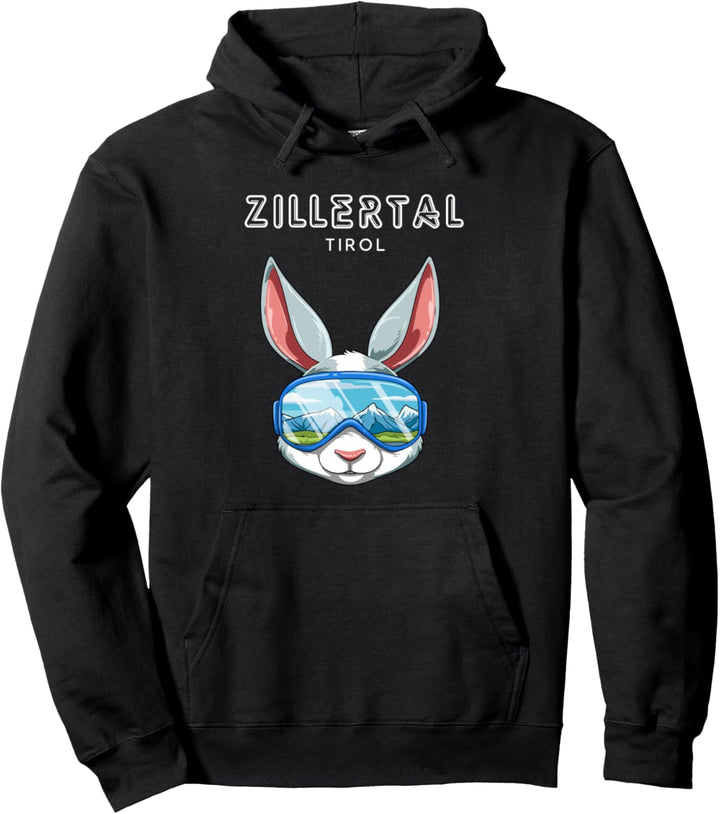 Zillertal Tirol Österreich Retro Ski Hase Pullover Hoodie