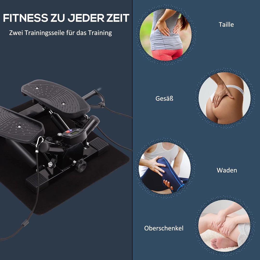 HOMCOM Mini Stepper Sidestepper Fitness Heimtrainer inkl. Trainingsbänder