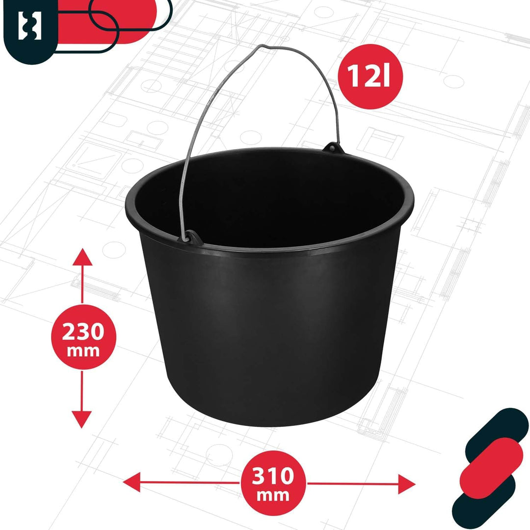 KOTARBAU 20er Set Baueimer 12 L aus Kunststoff Putzeimer Mörteleimer Zementeimer Wassereimer Gartene