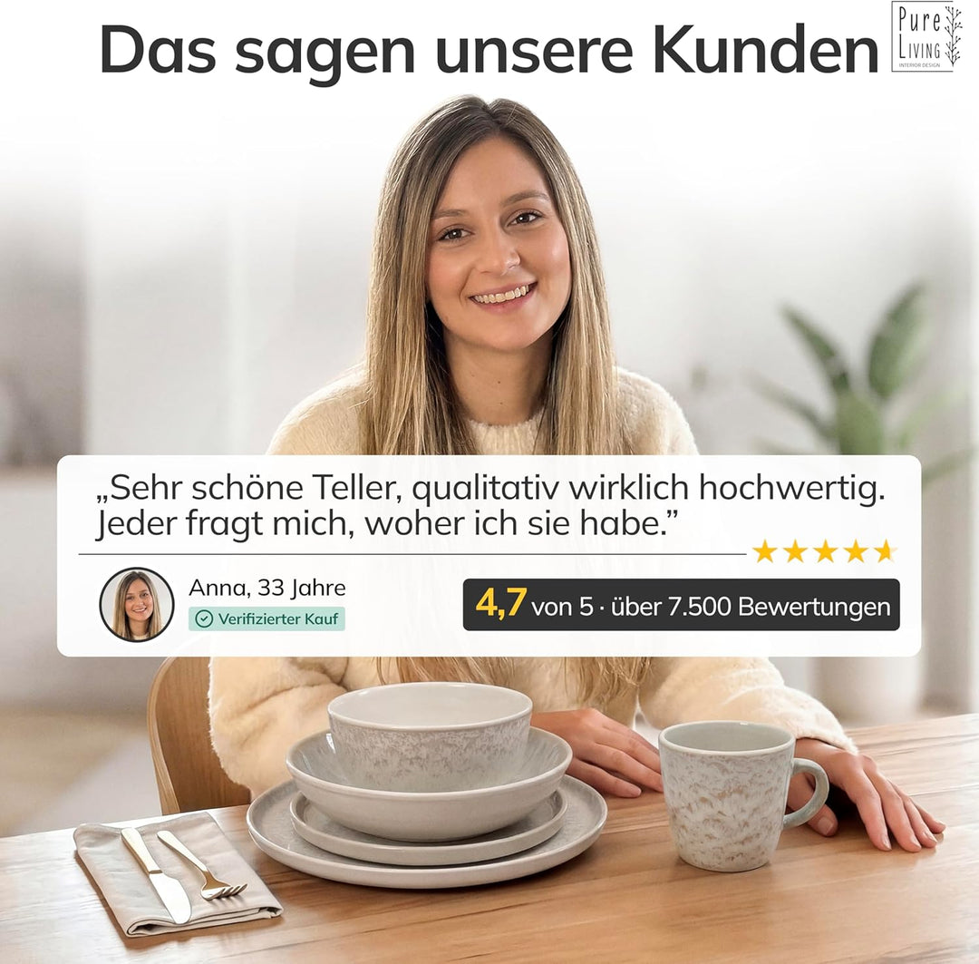 Steingut Kaffeetassen 6 Personen Ibiza TESTSIEGER, Traumhaftes Mediterranes Steingut Tassen Set, Sty