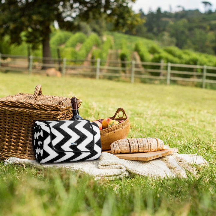 Relaxdays XXL Picknickdecke, 200x300 cm, isoliert, wasserdicht, gemusterte Fleece Stranddecke, Trage