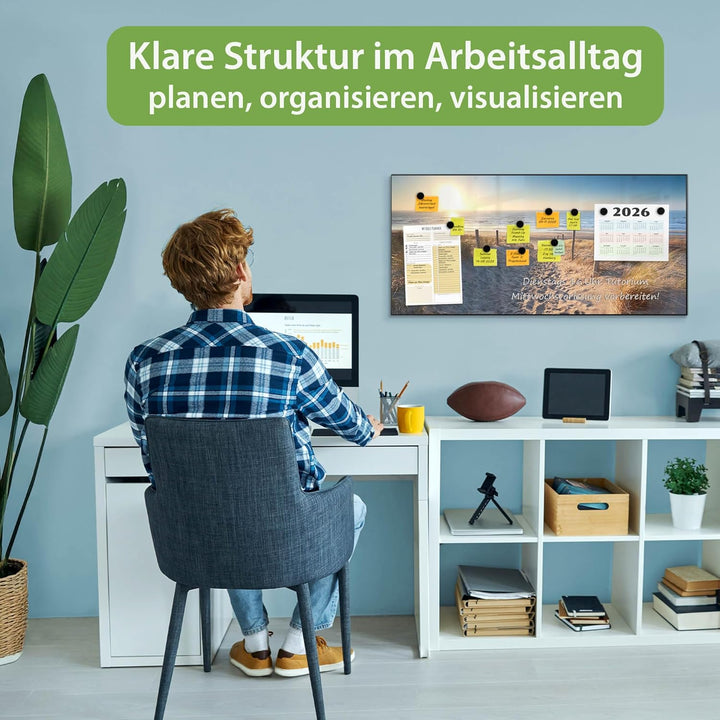 banjado Magnettafel schwarz 78 x 37cm / Magnetwand Metall/Magnetpinnwand als Memoboard/Pinnwand Magn