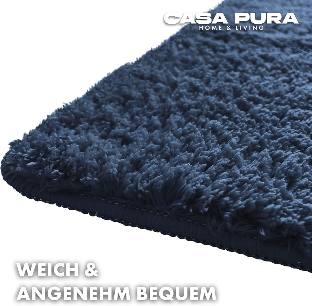 casa pura Badematte blau weicher, Flauschiger Badezimmerteppich in Shaggy Optik, Badvorleger rutschf