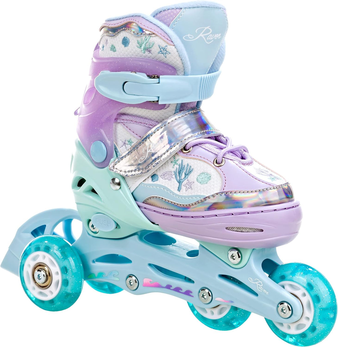 RAVEN 4in1 Inline Skates Triskates Rollschuhe Schlittschuhe Inliner für Kinder Mädchen verstellbar 3