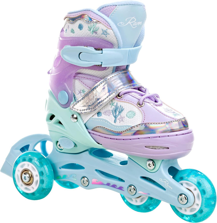 RAVEN 3in1 Inline Skates Triskates Rollschuhe Inliner für Kinder Mädchen verstellbar 34-37 (21,5cm-2