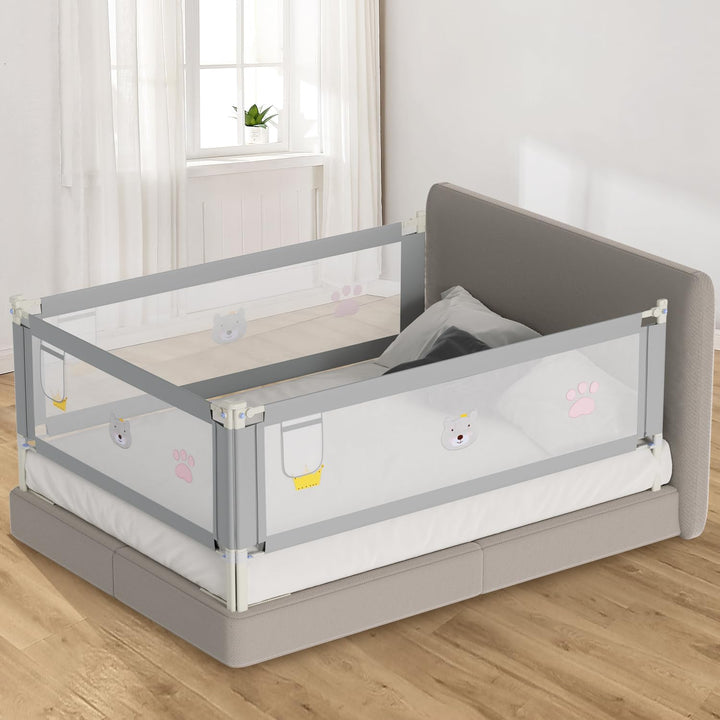 Ikodm Bettgitter 180cm, 70-98 cm Höhenverstellbar, Babybettgitter für Kleinkinder, Rausfallschutz Be