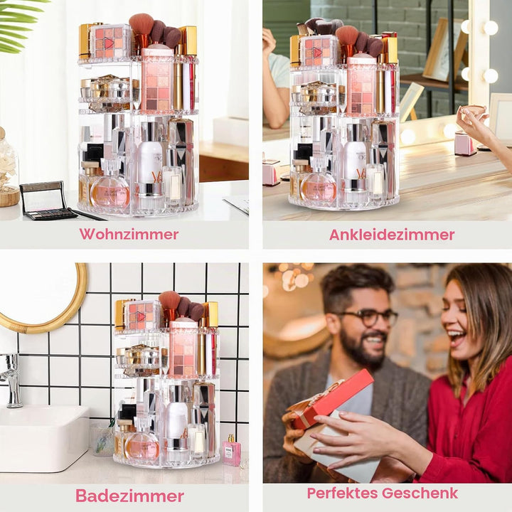 360 Rotierender Make Up Organizer und Lippenstift-Organizer, 16 Löcher, Lippenstifthalter, Verstellb