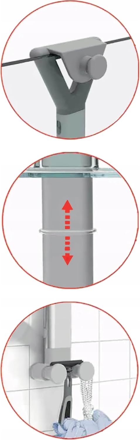Aspira Home 3-stufiges Duschregal, verstellbar, Transparent mit Haken Set, Transparent
