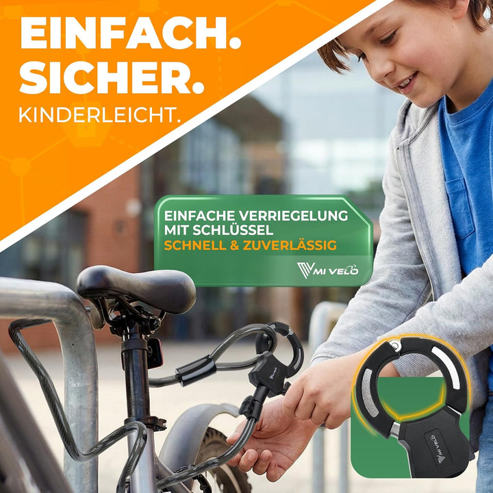 MIVELO E-Scooter Schloss I Handschellenschloss (120cm lang) mit Schlüssel I Schloss für E-Scooter in