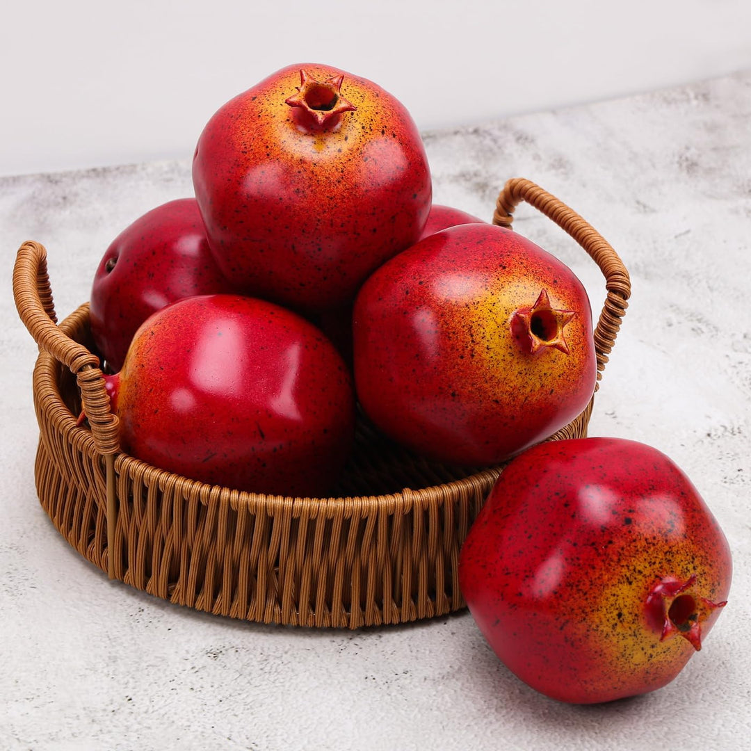 6 Stück Künstliche Granatäpfel, naturgetreues Kunstobst zur Dekor | Künstliche granatäpfel als obsts