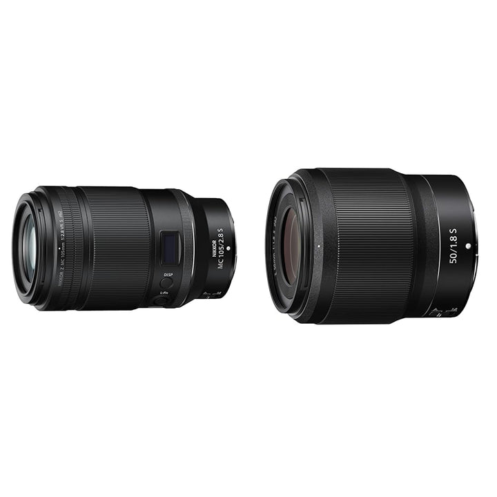 Nikon Z MC 105 mm 1:2,8 VR S schwarz & NIKKOR Z 50 mm 1:1,8 S Objektiv Z MC 105 mm + Objektiv, Z MC