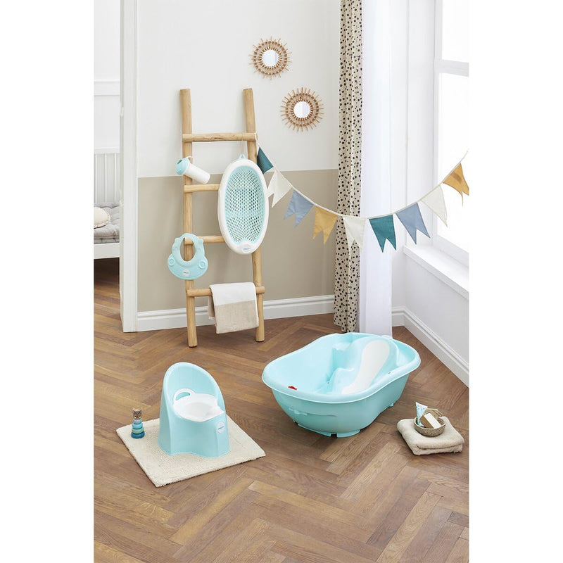 baby-walz Badewanne Deluxe aqua blue - ergonomisch geformt - Anti-Rutsch-Sitzfläche - mit Temperatur
