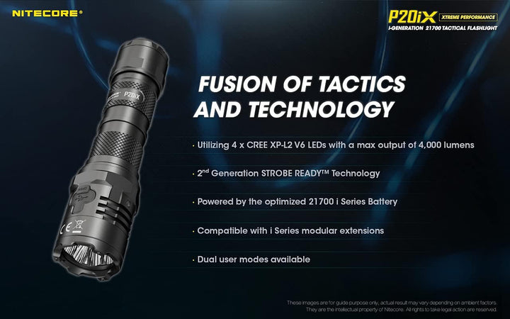 Nitecore P20iX - 4000 Lumen, integrierte Ladefunktion, inkl. Li-Ion Akku Single, Single