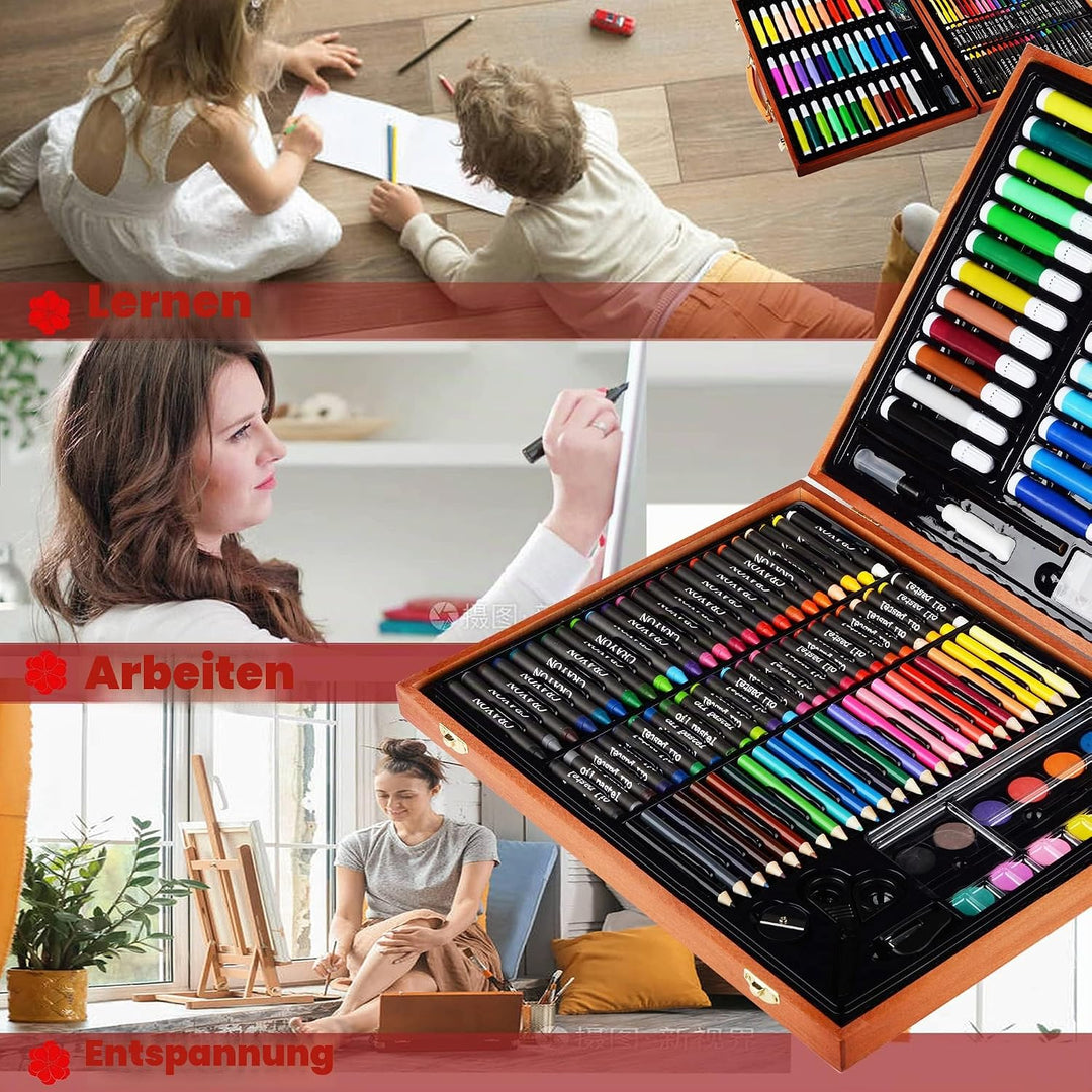 KINSPORY Premium Malkoffer Deluxe 150-teilig Malset für Kinder Anfänger Tolles Buntstifte Set, Wasse