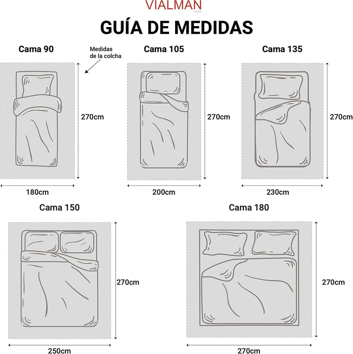 VIALMAN Tagesdecke Sofia 10 CAMA 90 : 180 cm X 270 cm grau, CAMA 90 : 180 CM X 270 CM Grau