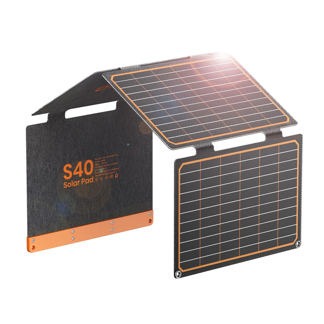 FlexSolar 40W Faltbares Solarpanel, Tragbares Solarladegerät mit USB-A (QC3.0) & USB-C (PD3.0), 13.9
