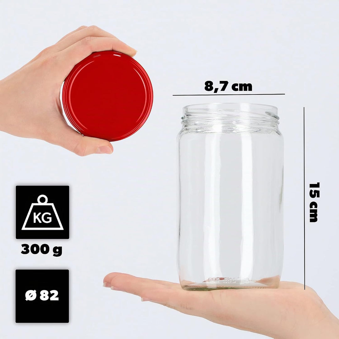 KADAX Einmachglaeser 720ml 24er Set TO82 Rot | Sturzglaeser Schraubdeckel | Marmelade Honig Konserve