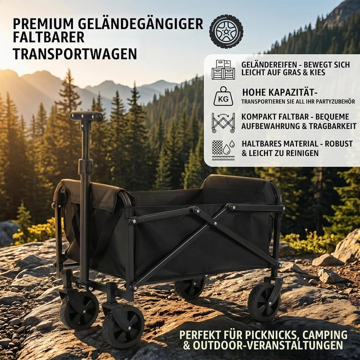 Bollerwagen Klappbar 80x64x45cm 40kg Camping | stahlrahmen robustes oxford gewebe abnehmbar waschbar