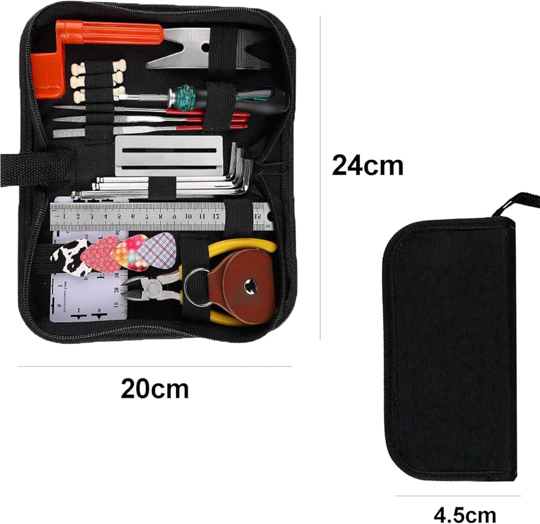 FGXY 28 Stück Gitarren Pflege Set, Gitarren Pflege Wartung Zubehör Set mit Tragbare Tasche Saiten Or