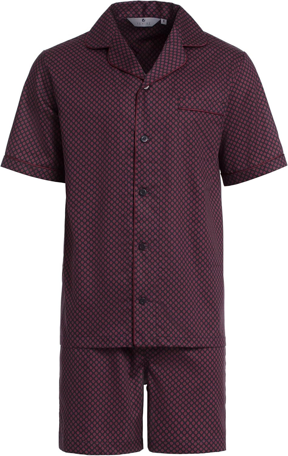 Revise RE-950 Kurzer Herrenpyjama - Schlafanzug für Herren - Pyjama – 100% Baumwolle, S Dunkelblau /