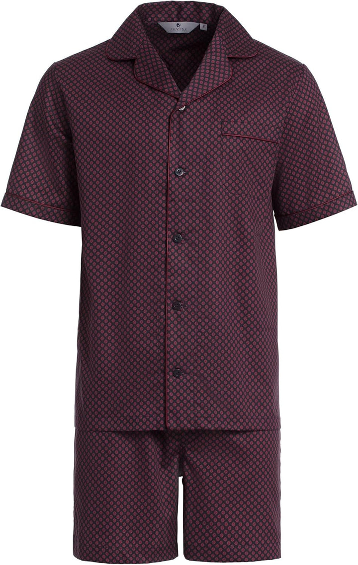 Revise RE-950 Kurzer Herrenpyjama - Schlafanzug für Herren - Pyjama – 100% Baumwolle, S Dunkelblau /
