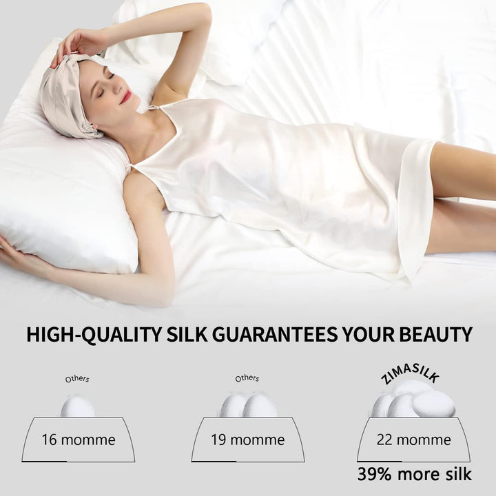 ZIMASILK 22 Momme Schlafhaube aus 100% Maulbeerseide für Frauen, Haarpflege, natürliche Seide zum Sc