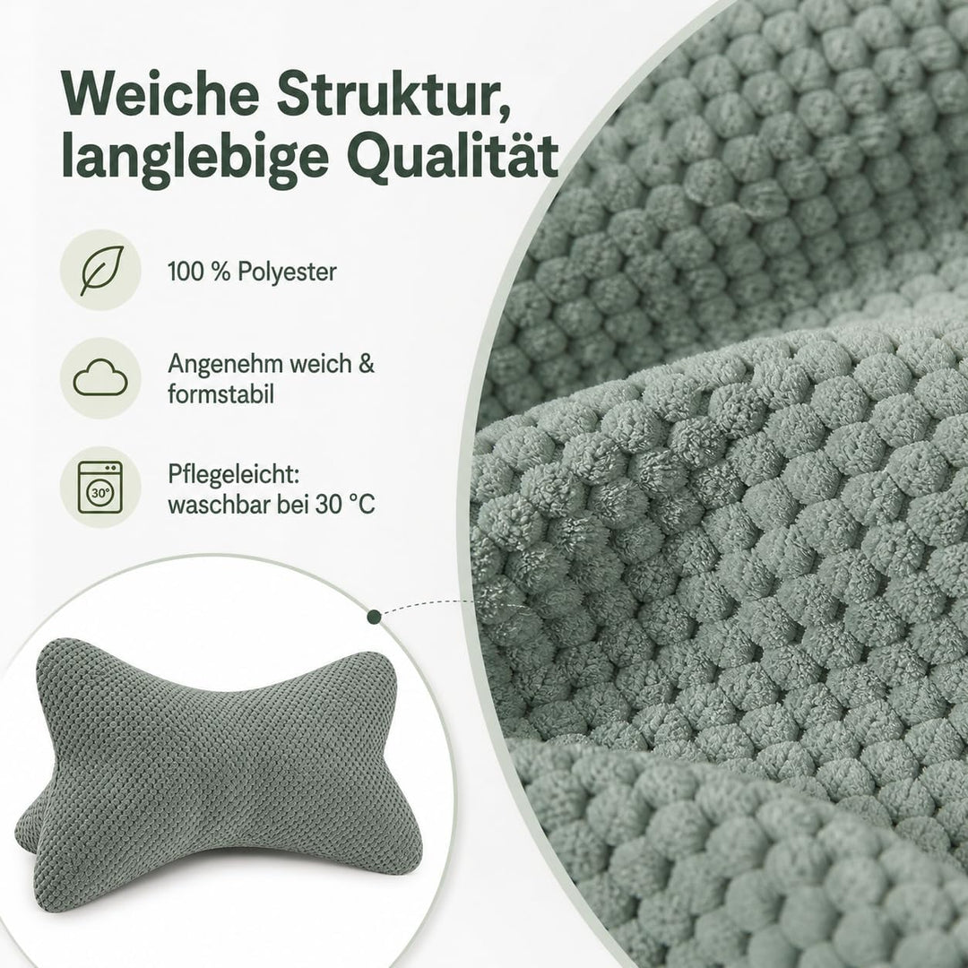 ReWu Leseknochen Comodo Salbei 41,6 x 25 x 16 cm, ergonomisches Stützkissen mit weicher Struktur, fo