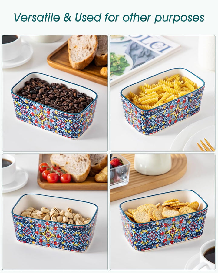 vancasso SIMI Butterdose, Hochwertige Butterglocke, Butterdose Keramik mit Messer und Holzdeckel, Bö