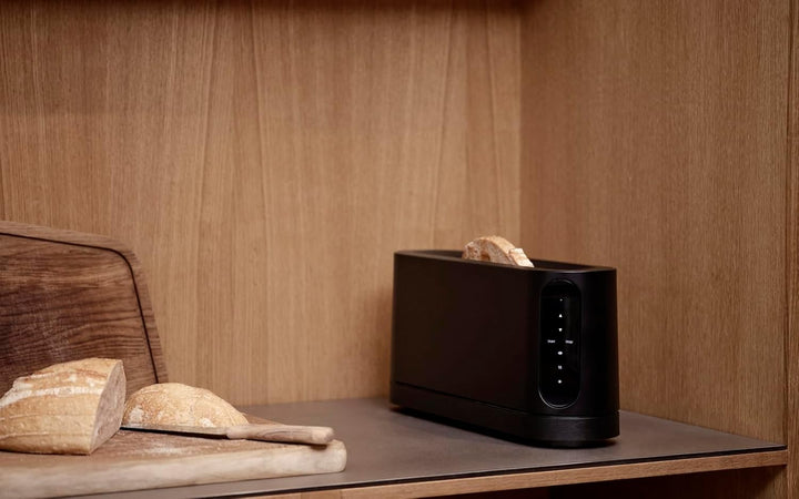 Jacob Jensen Toaster mit langem Schlitz, 7 Bräunungsstufen, Bewegungsaktiviertes Display, Bagel-, Au