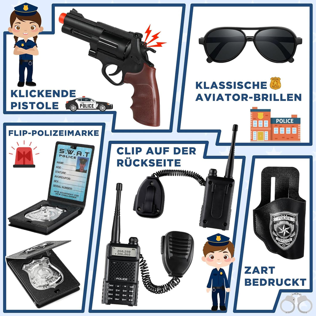 INNOCHEER Polizei Kostüm Kinder, Polizei Kostüm für Kinder, Polizei Spielzeug für Kinder Jungen Hall