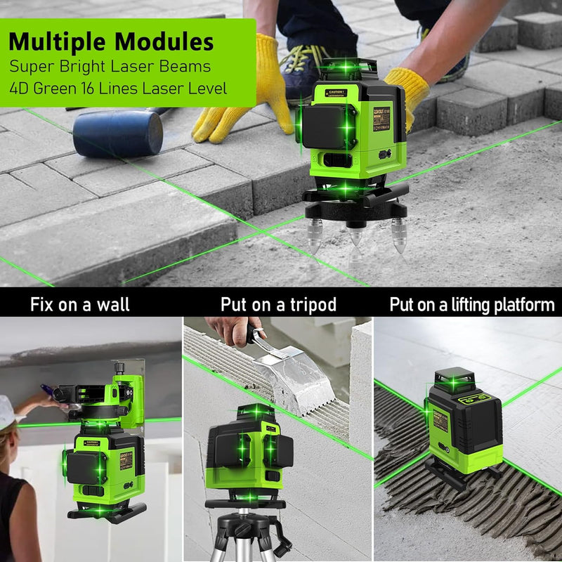 Zokoun Boden und Wand des Lasermoduls Leistungsstarkes Grün 16 Linien, um 360 ° drehbare selbstnivel