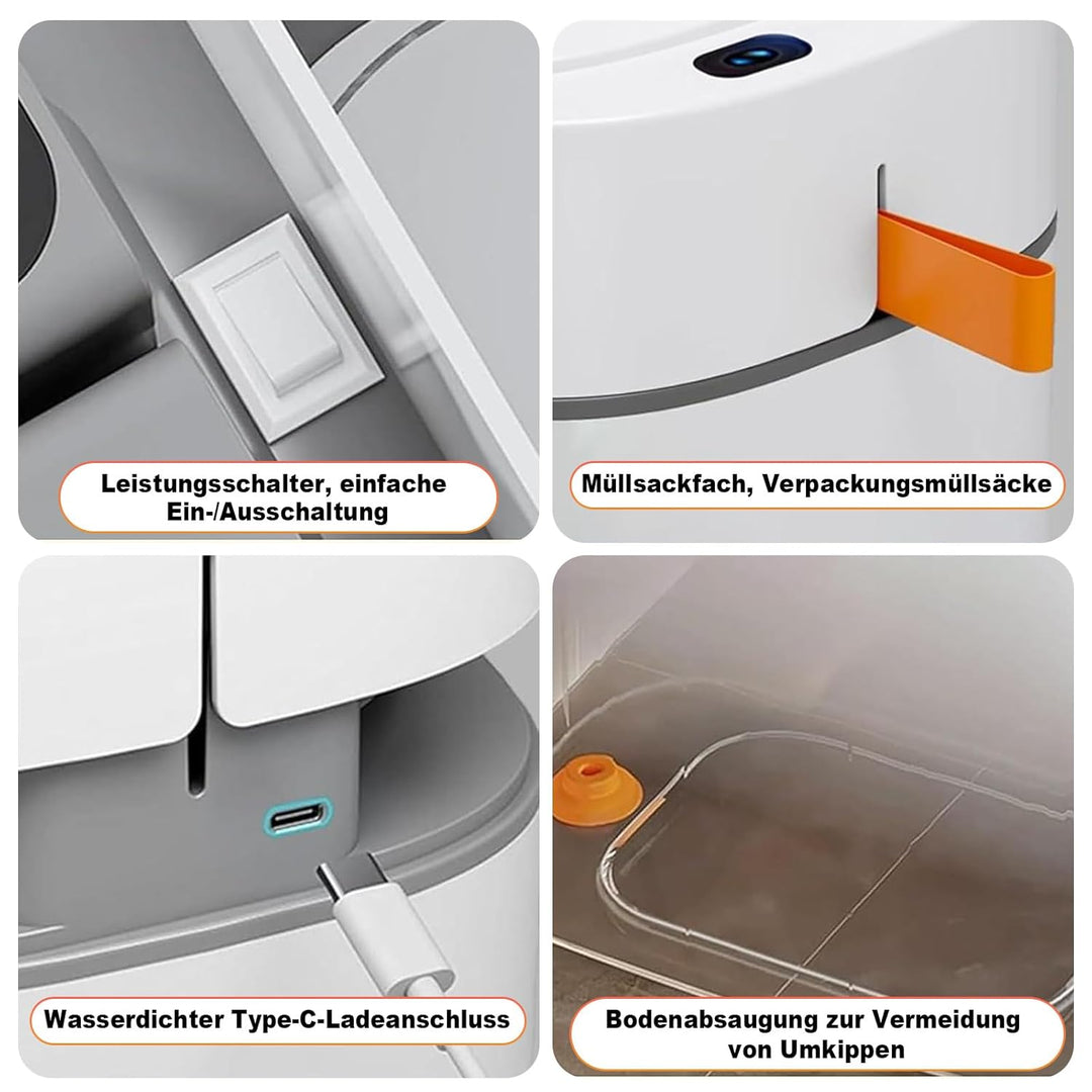 MOPUP Badezimmer-Mülleimer, automatischer Müllbeutel-Mülleimer, 3.5 Gallonen schlanker, smarter klei