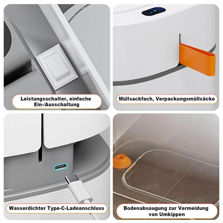 MOPUP Badezimmer-Mülleimer, automatischer Müllbeutel-Mülleimer, 3.5 Gallonen schlanker, smarter klei