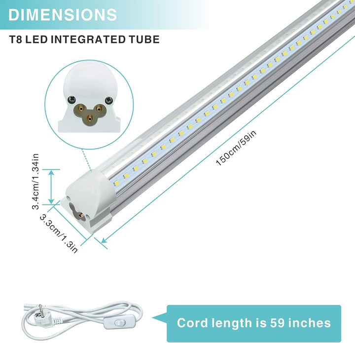 STASUN 10er Pack 150cm LED Bürodeckenleuchten, 40W 5200LM Eingebaute LED Röhrenleuchte, Bürobeleucht