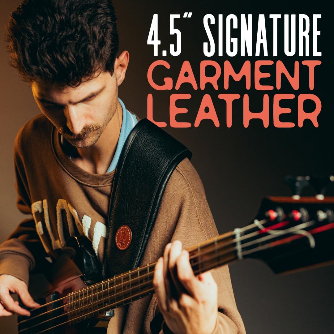 Levy's MSS2-4-DBR Gitarrengurte 4.5" Garment Leather Bass Guitar Strap - Dark Brow Dunkelbraun, Dunk