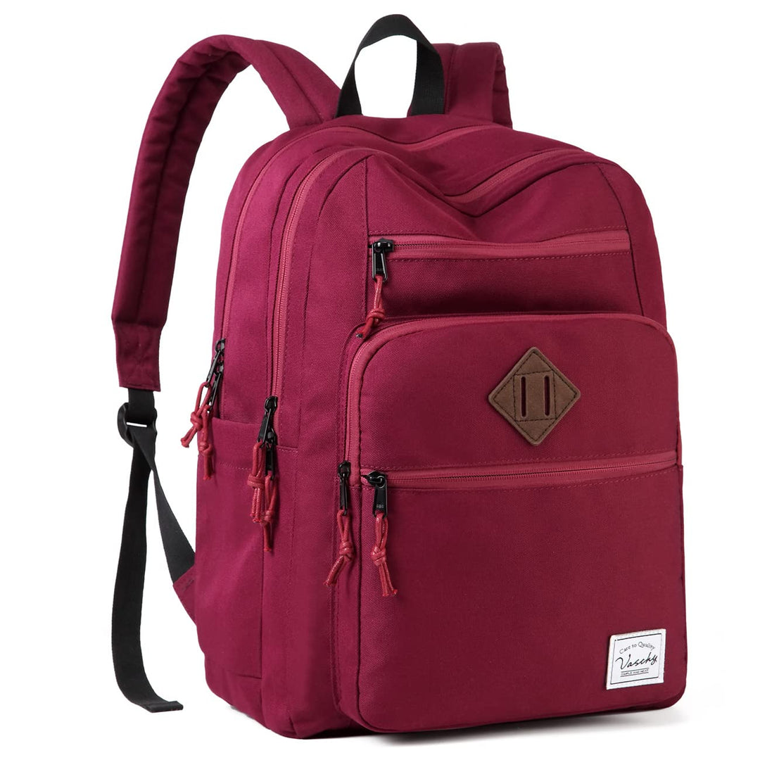 Rucksack Herren Dame, VASCHY Schulrucksack Teenager Kinder 21L Handgepäck Burgunderfarben, Burgunder