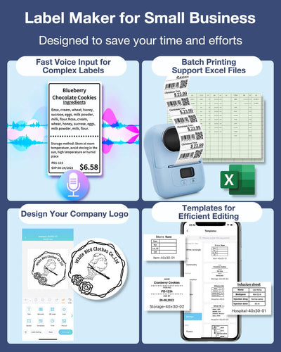 Phomemo Etikettendrucker - M110 Bluetooth tragbare Etikettendrucker-Maschine für Kleinunternehmen, A