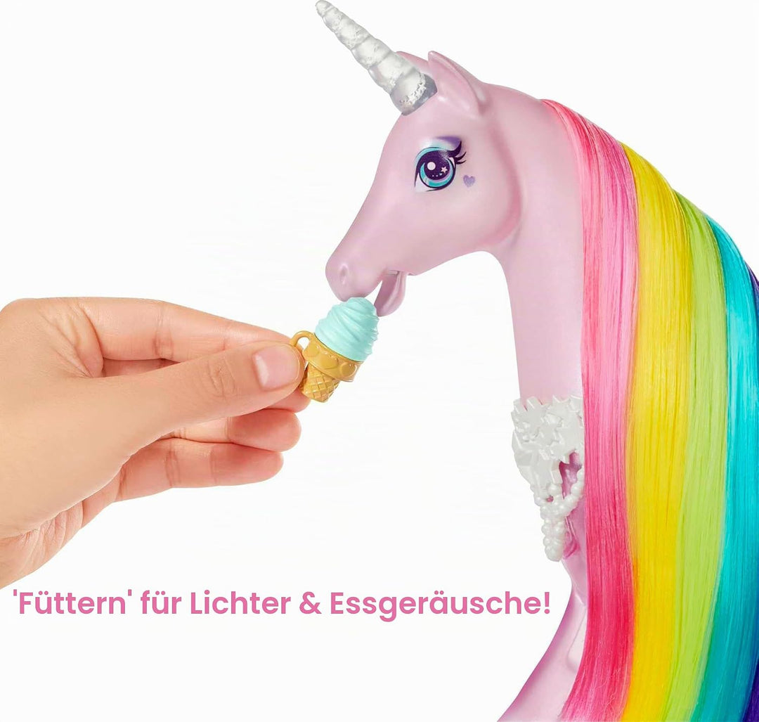 Barbie FXT26 - Dreamtopia Magisches Zauberlicht Einhorn mit Berührungsfunktion, Licht und Sound, Pup