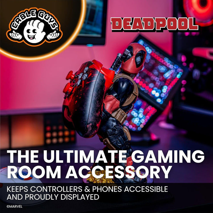 Cable Guys - Rear View Deadpool Marvel Phone Holder & Collectable Desktop Gaming Accessories Holder